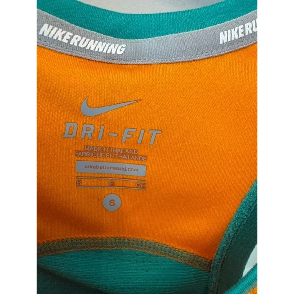 Nike Miler Running Tank Top Womens Small Green Orange Dri-FIT Racerback Mesh
